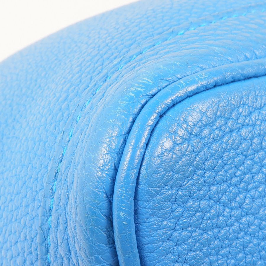 HERMES 【激減優惠】Clemence皮革Garden Party TPM銀扣手挽袋Turquoise-13