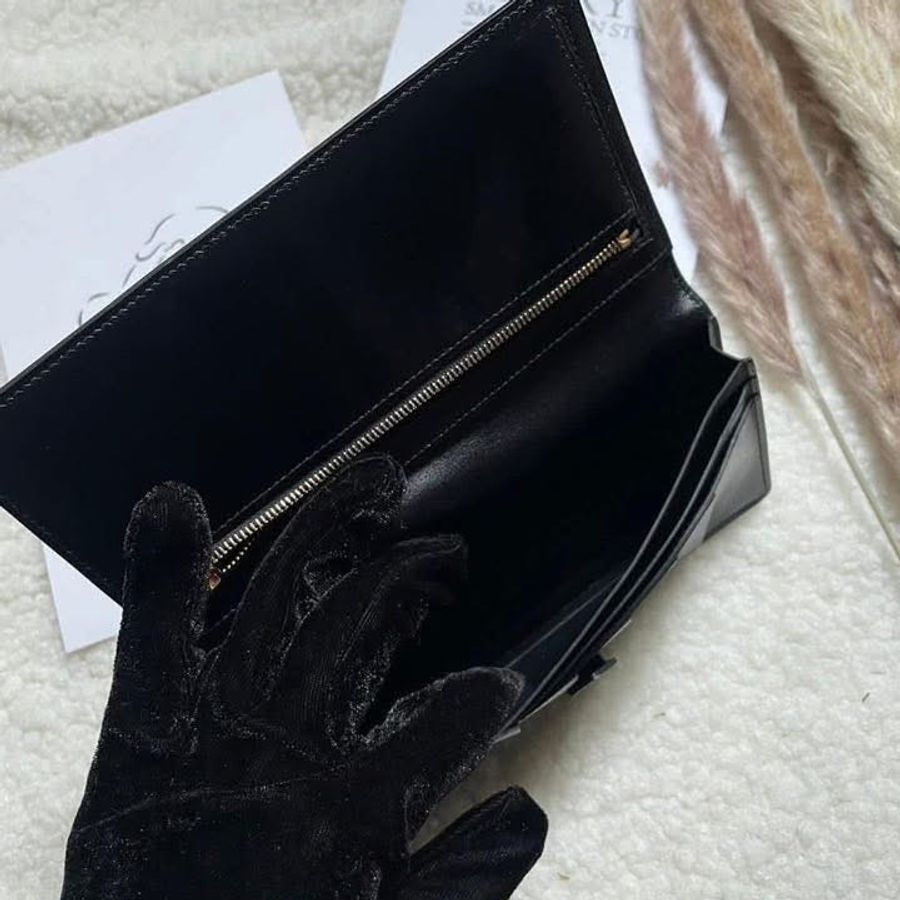 Hermes box 皮 黑金 bearn 長夾-14