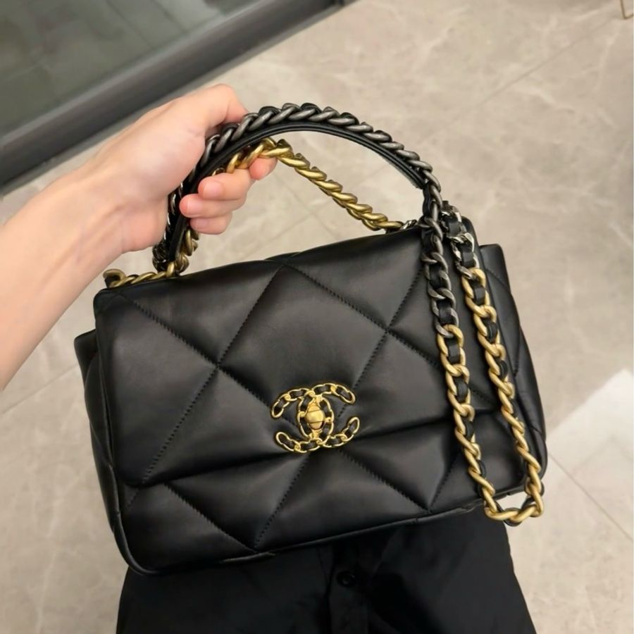 #近新閒置 #全配🈶購證 #芯片款 香奈兒黑金19bag小號-2
