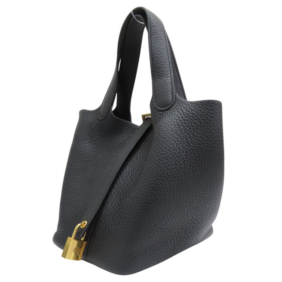 黑色 Taurillon牛皮 Picotin Lock 18 手提包 C刻 金扣【HERMES 愛馬仕】-2