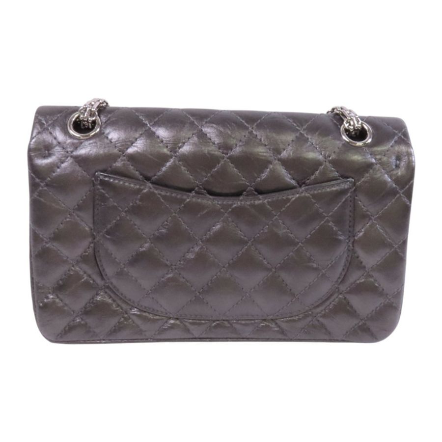 CHANEL 牛皮皮革2.55 24cm銀扣鏈帶肩背袋-1