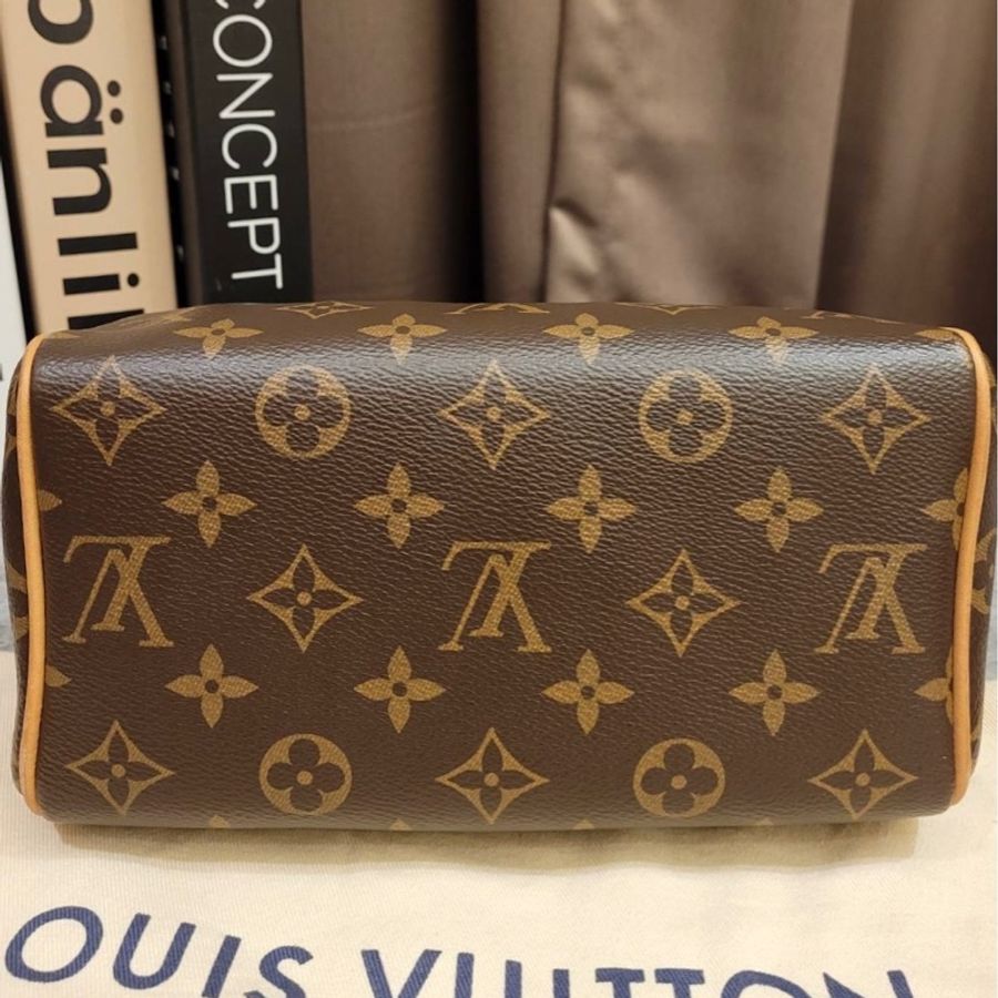 Louis Vuitton Speedy 20 老花 芯片款 有盒有套  奶茶色背帶-3
