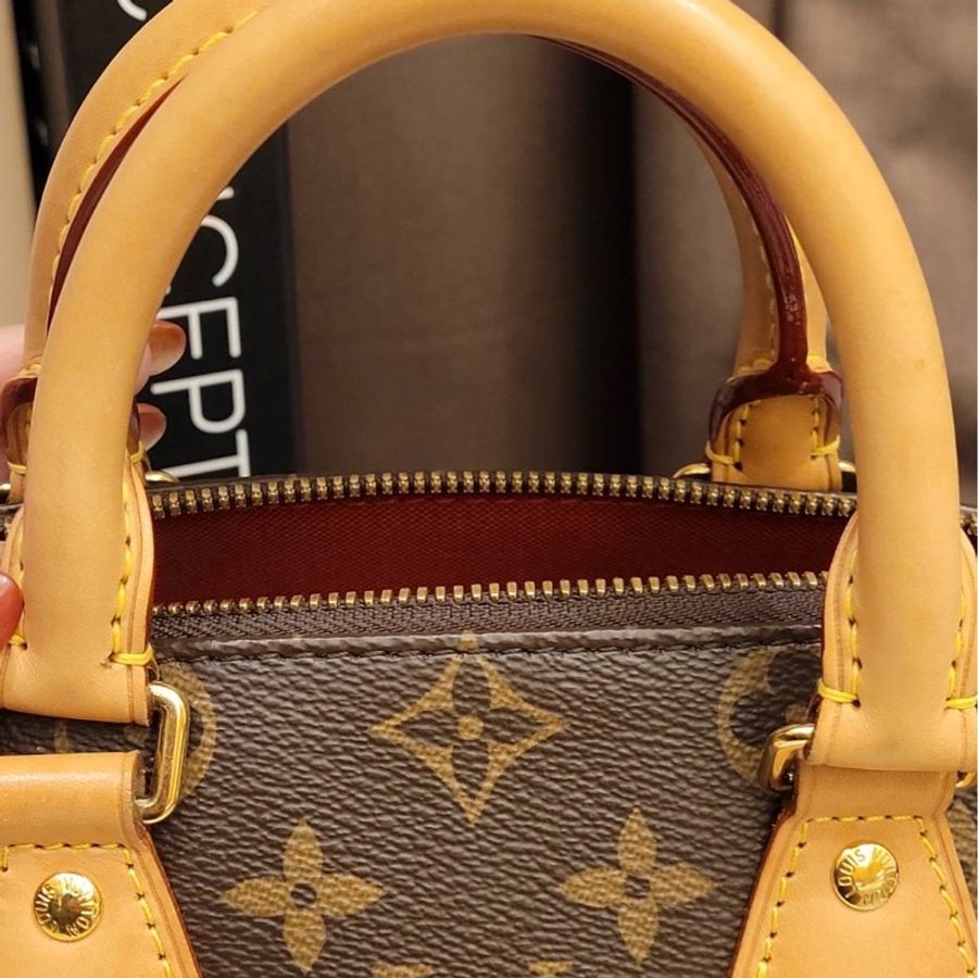 Louis Vuitton Speedy 20 老花 芯片款 有盒有套  奶茶色背帶-6