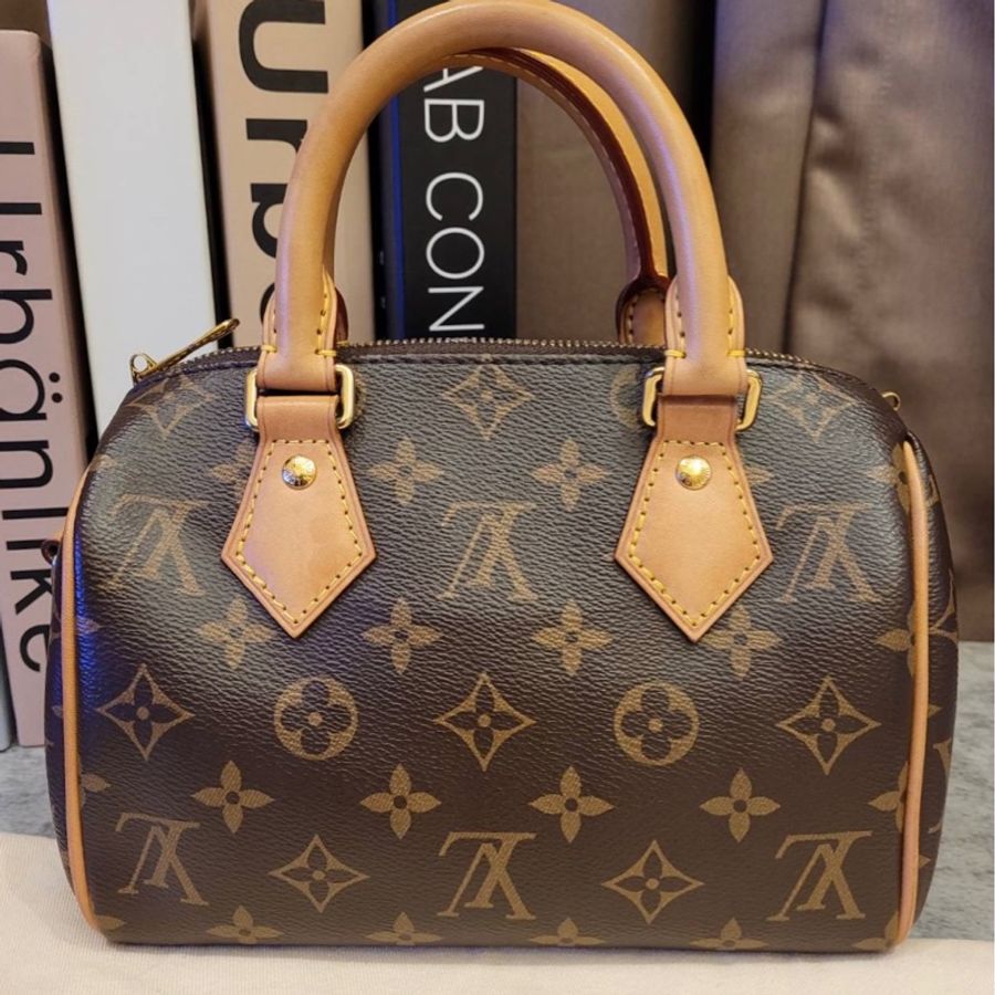 Louis Vuitton Speedy 20 老花 芯片款 有盒有套  奶茶色背帶-7