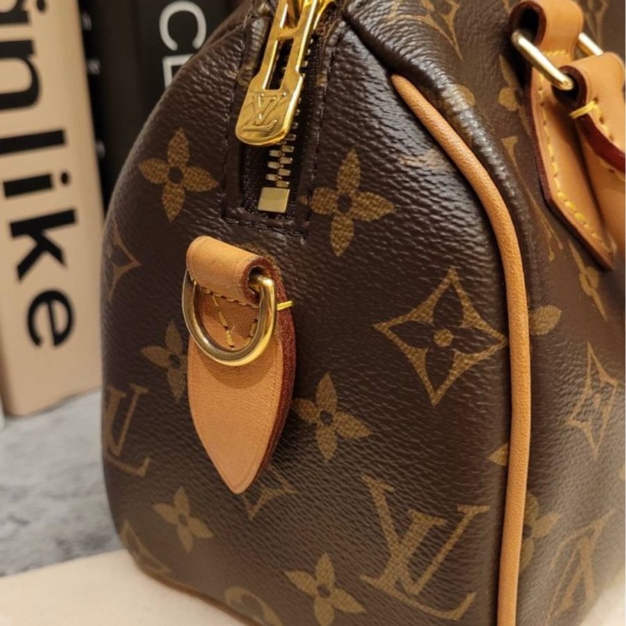 Louis Vuitton Speedy 20 老花 芯片款 有盒有套  奶茶色背帶-17