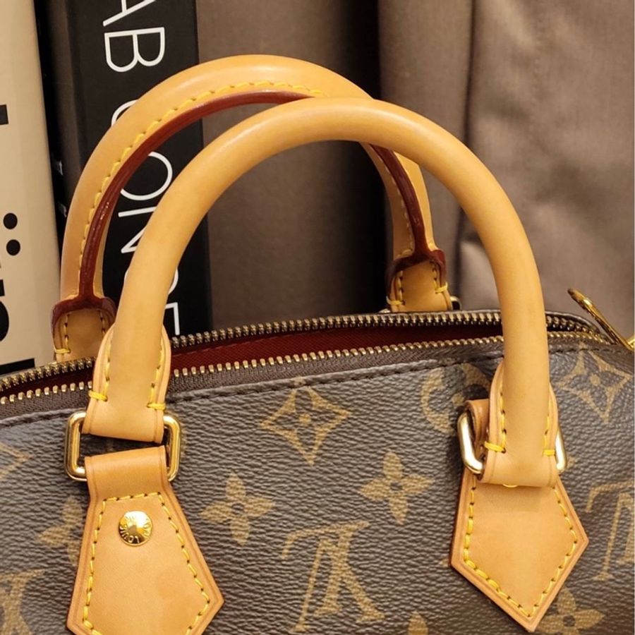 Louis Vuitton Speedy 20 老花 芯片款 有盒有套  奶茶色背帶-21
