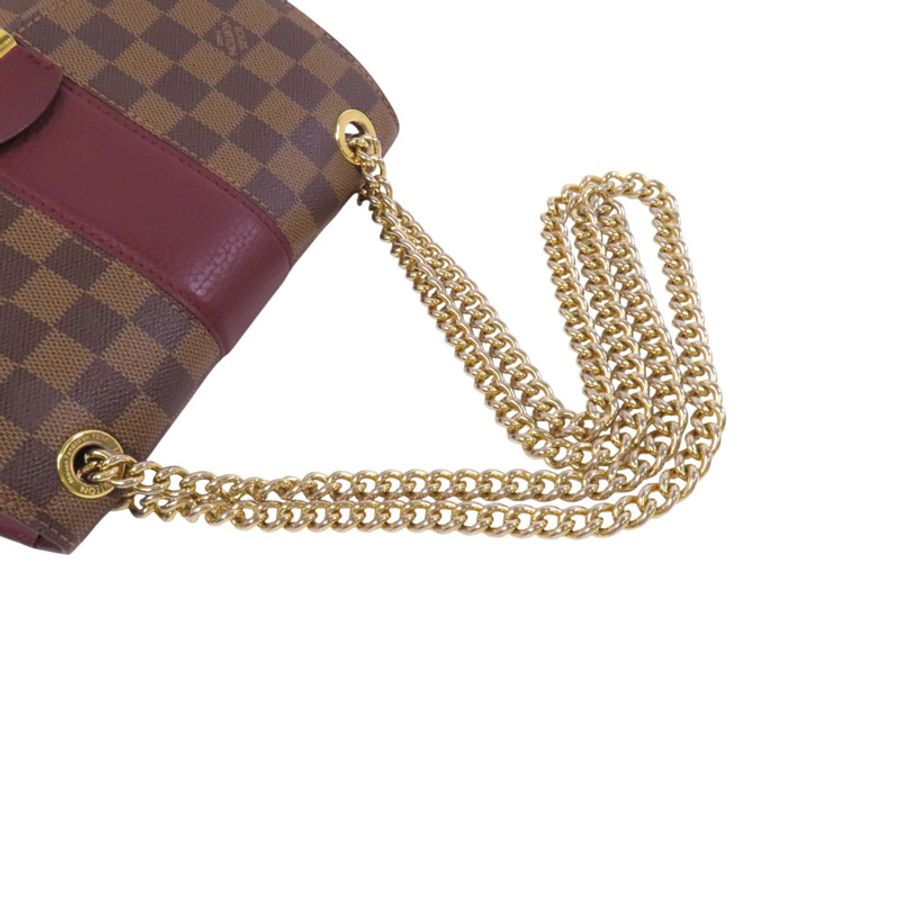 LOUIS VUITTON 【激減優惠】Damier Ebene Wight金扣鏈帶肩背袋-7