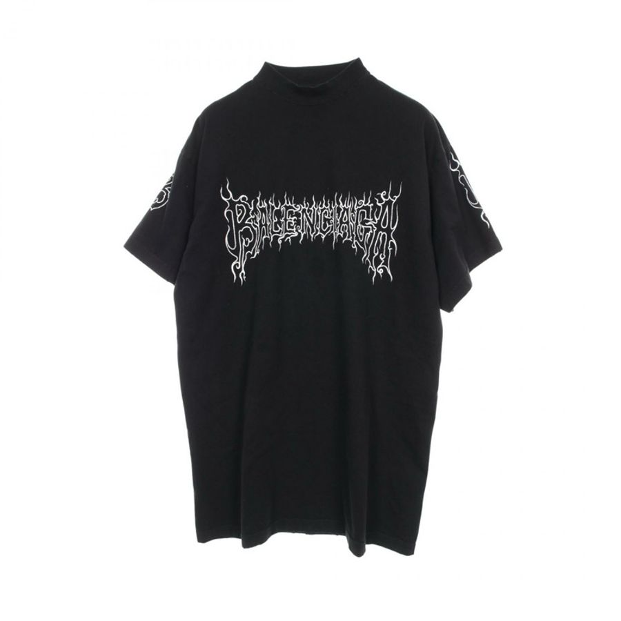 BALENCIAGA Balenciaga 金屬 Logo T 卹,純棉材質,黑色,二手,男女通用-0