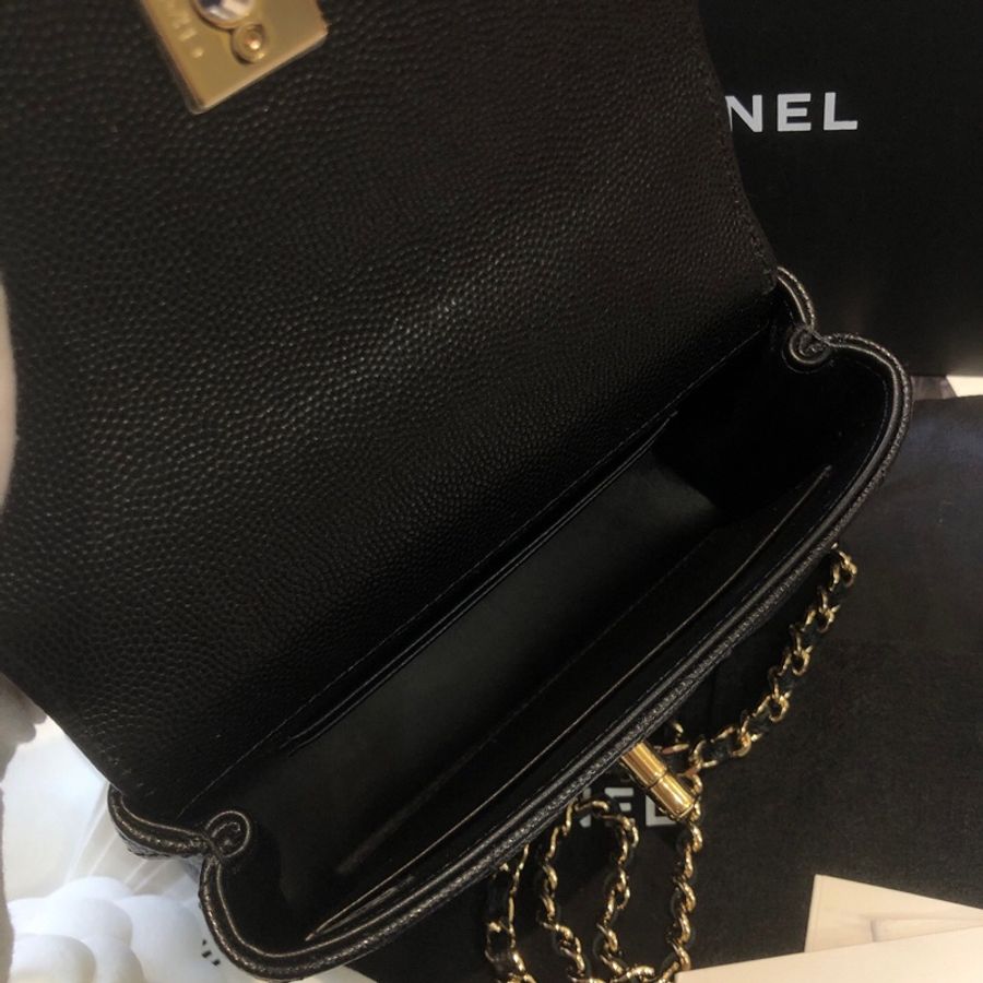 Chanel 香奈儿黑色淡金 coco handle nano手提斜挎包 芯片款-7