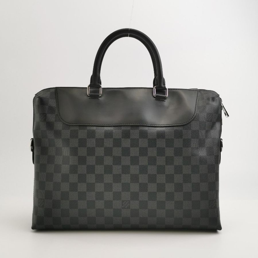 Louis Vuitton (LV) Porte Documents Jour牛皮棋盤格拉鍊斜挎包單肩包-4