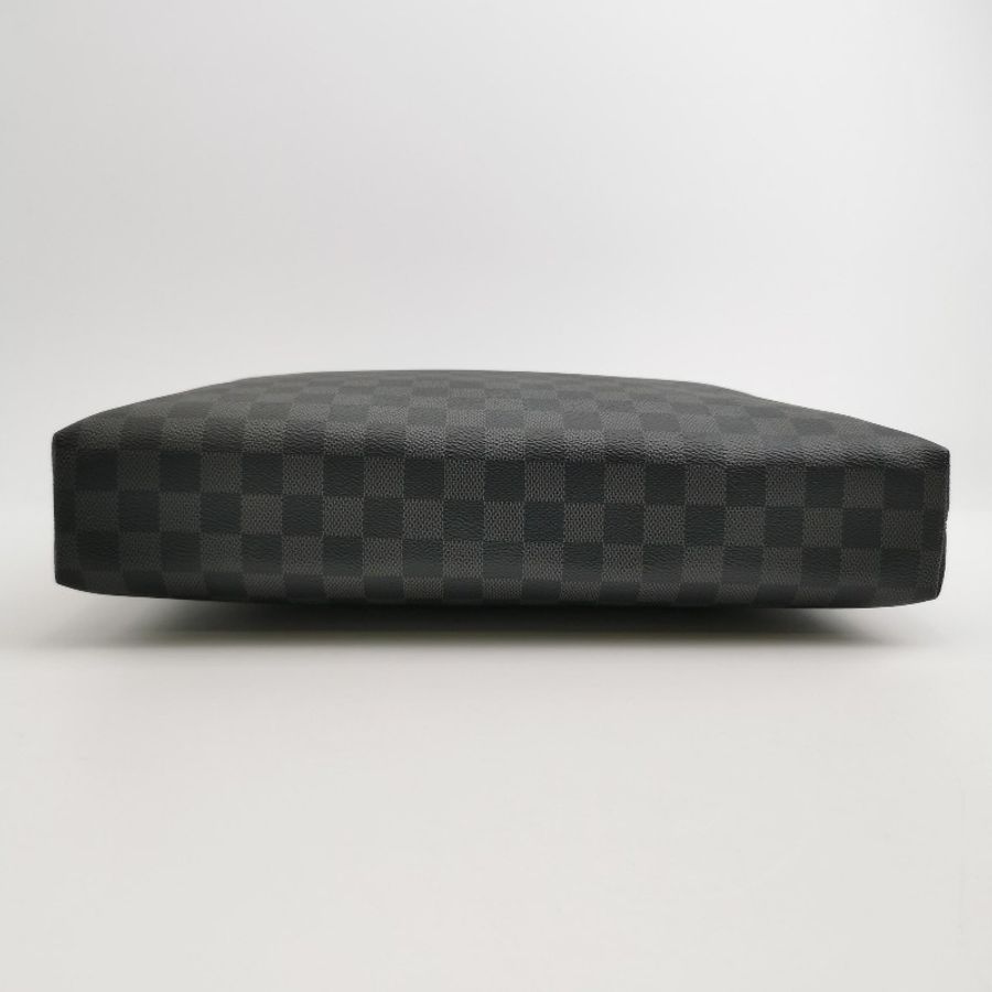 Louis Vuitton (LV) Porte Documents Jour牛皮棋盤格拉鍊斜挎包單肩包-5