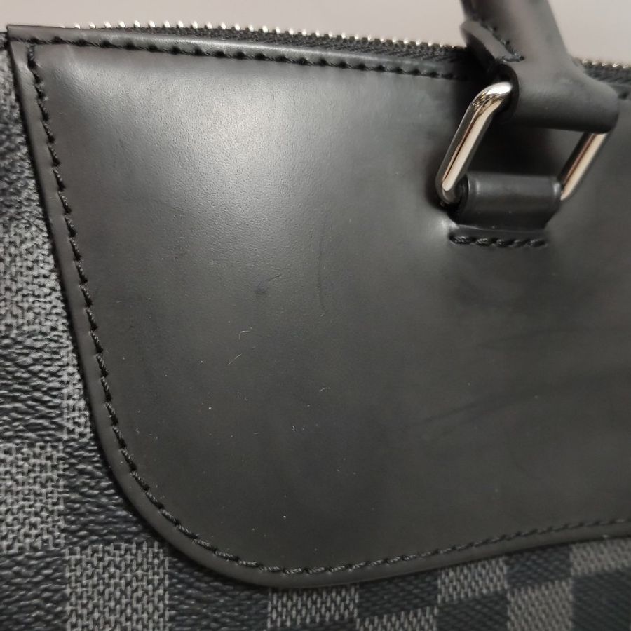 Louis Vuitton (LV) Porte Documents Jour牛皮棋盤格拉鍊斜挎包單肩包-16