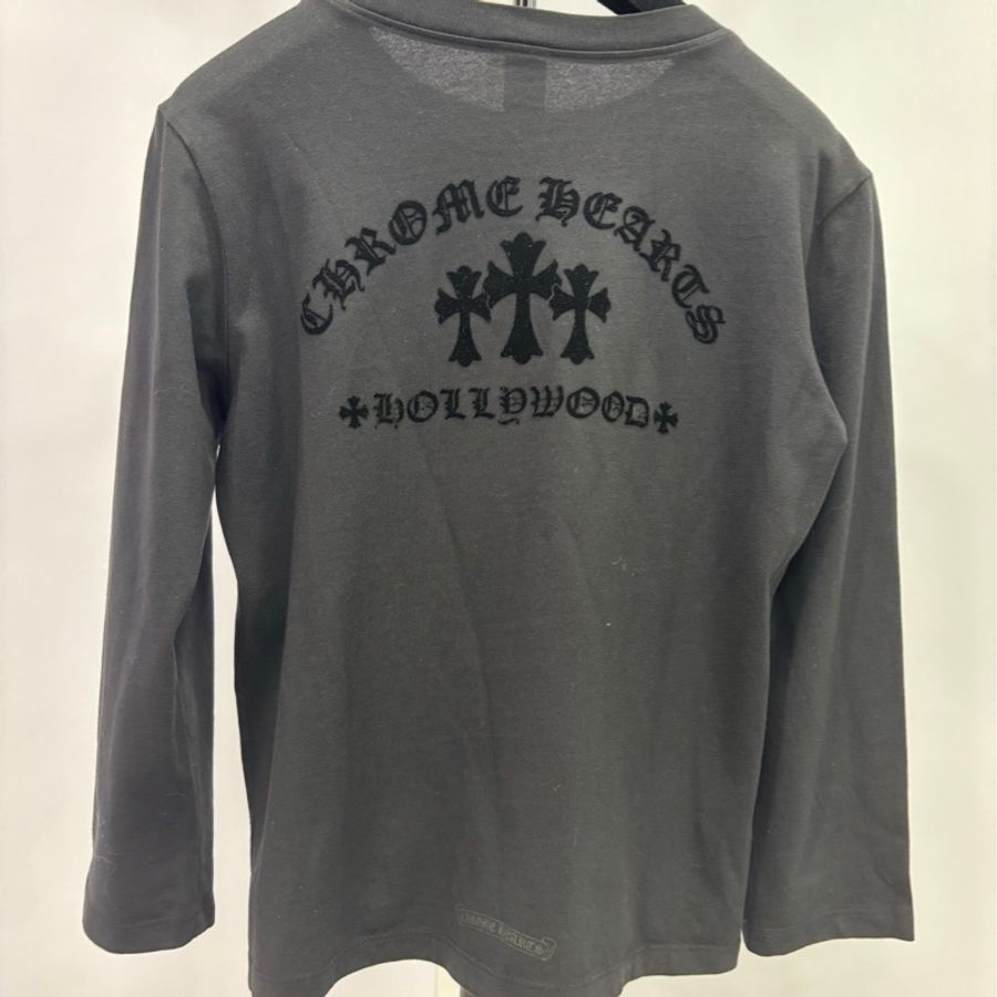 Chrome Hearts 克羅心黑植絨三十字七分袖XS碼-3
