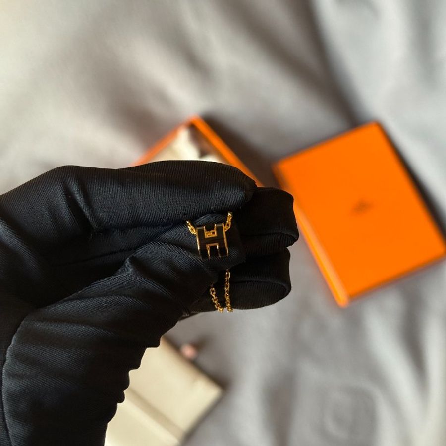 全新 愛馬仕 hermes mini pop h 黑金 項鍊 迷你-7