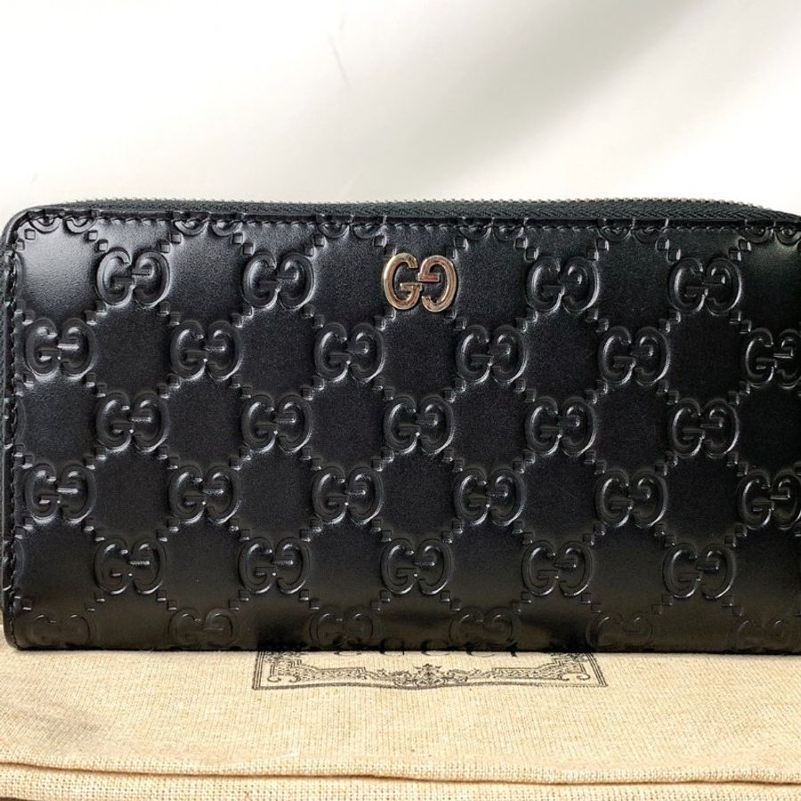 GUCCI Signature 牛皮拉鍊長夾-0