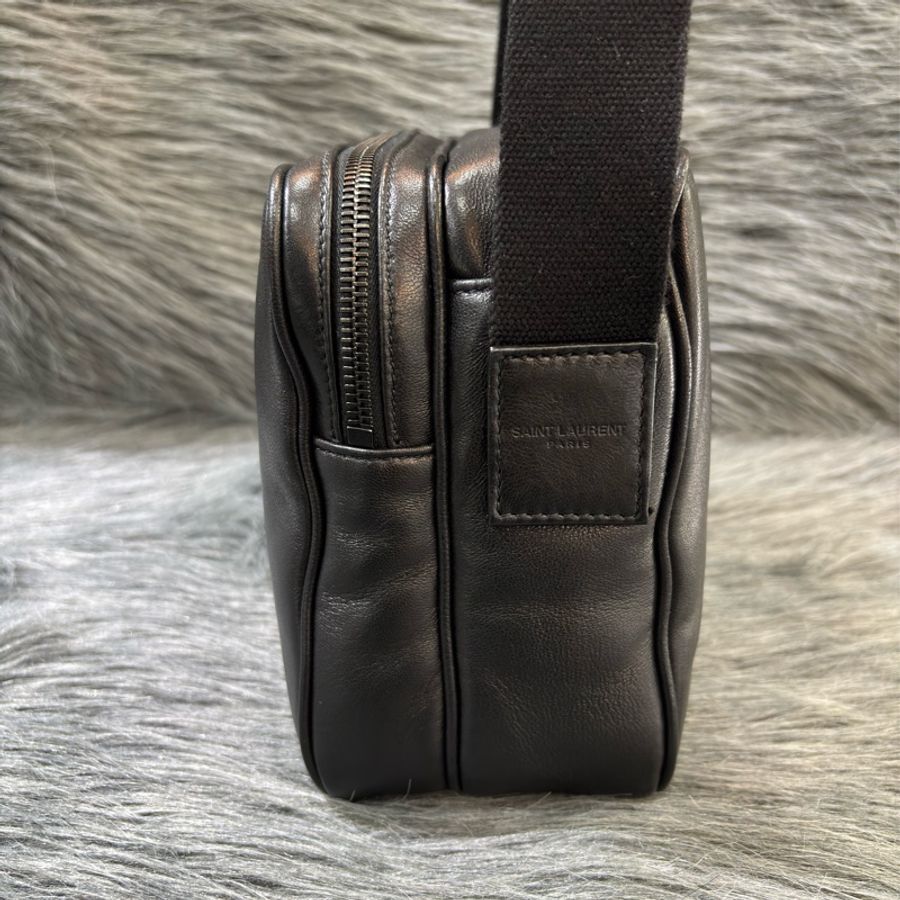 YSL 819279 NIKI 黑色 全皮 滑面 雙拉鍊 斜背包 相機包 方塊包 巧克力包 肩背包 側背包-4