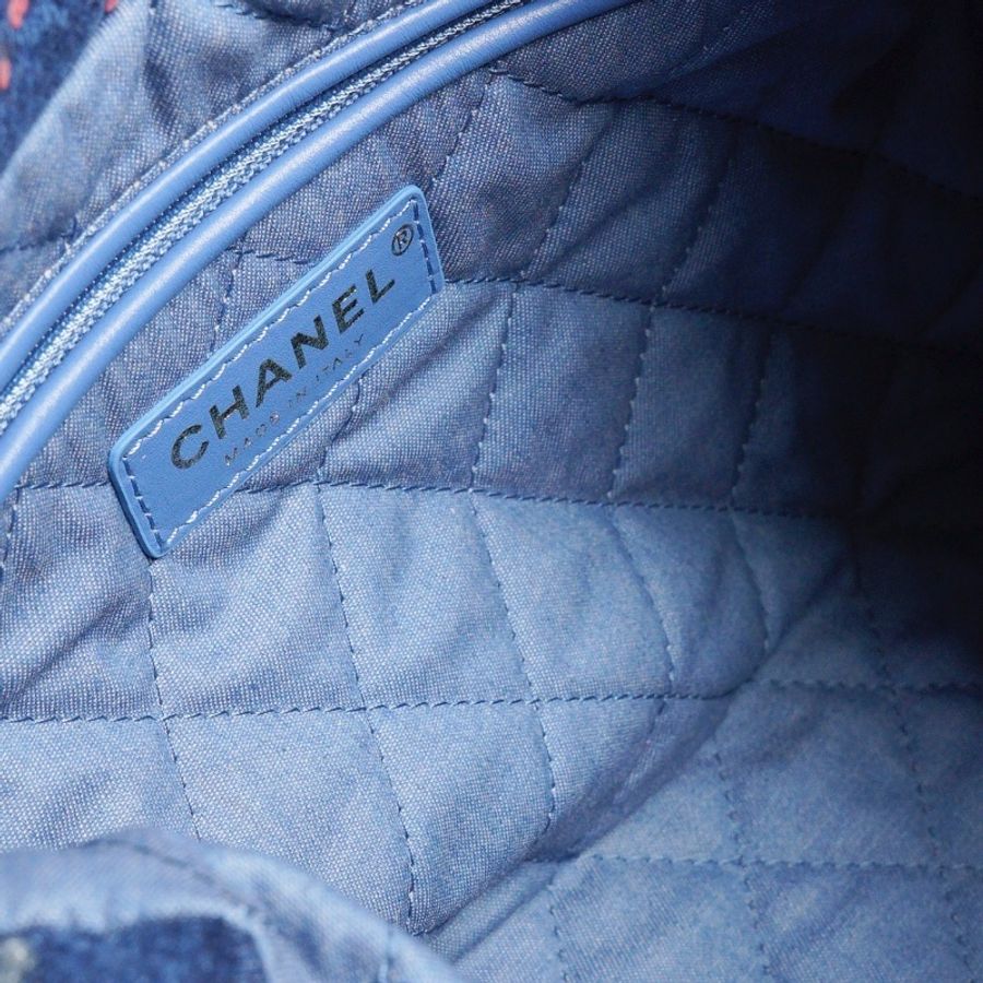 Chanel 23A 22bag 亮片牛仔流浪包(附小包)-5