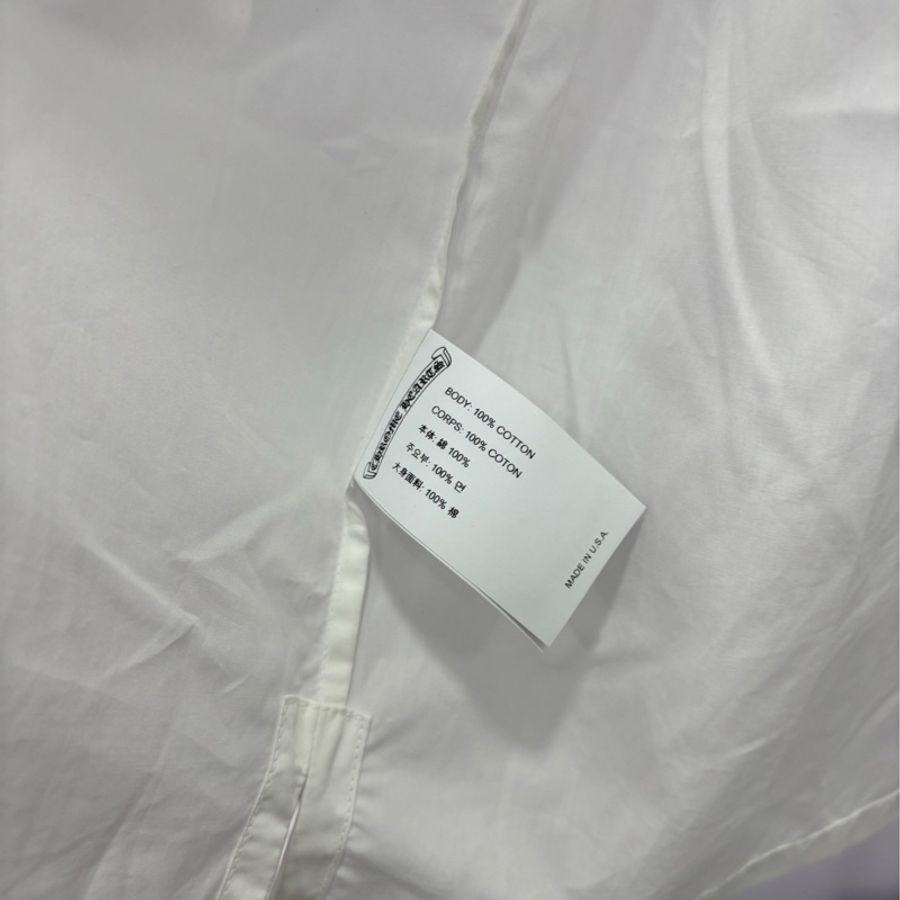 克羅心Chrome Hearts 全新女裝 口袋刺繡Logo 銀扣短袖襯衫 白色S碼-4