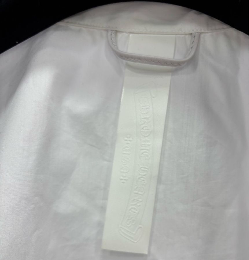 克羅心Chrome Hearts 全新女裝 口袋刺繡Logo 銀扣短袖襯衫 白色S碼-5