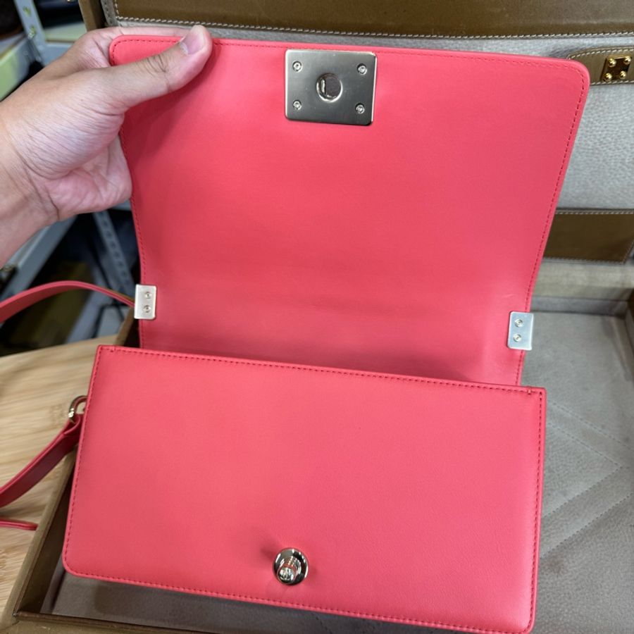 CHANEL 粉紅橘山形BOY25金鏈包🧡🩷包況極新-19