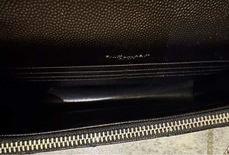 YSL 魚子醬信封式WOC 黑銀 19公分大全配台灣購證-16