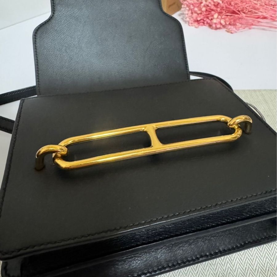 HERMES Roulis 19公分黑金猪鼻子 evergrain牛皮89黑色 刻印c刻-2