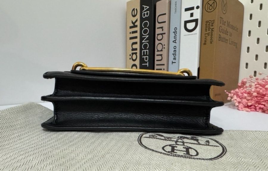 HERMES Roulis 19公分黑金猪鼻子 evergrain牛皮89黑色 刻印c刻-5