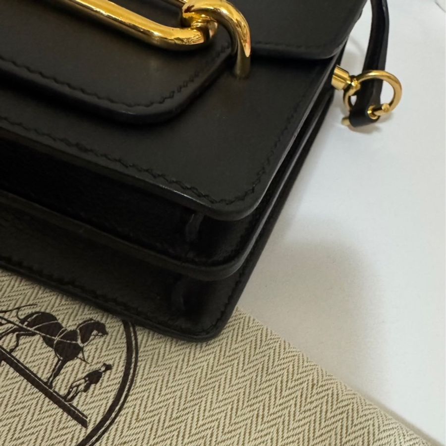 HERMES Roulis 19公分黑金猪鼻子 evergrain牛皮89黑色 刻印c刻-11