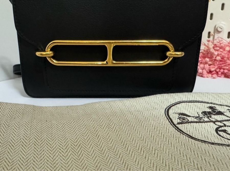 HERMES Roulis 19公分黑金猪鼻子 evergrain牛皮89黑色 刻印c刻-20