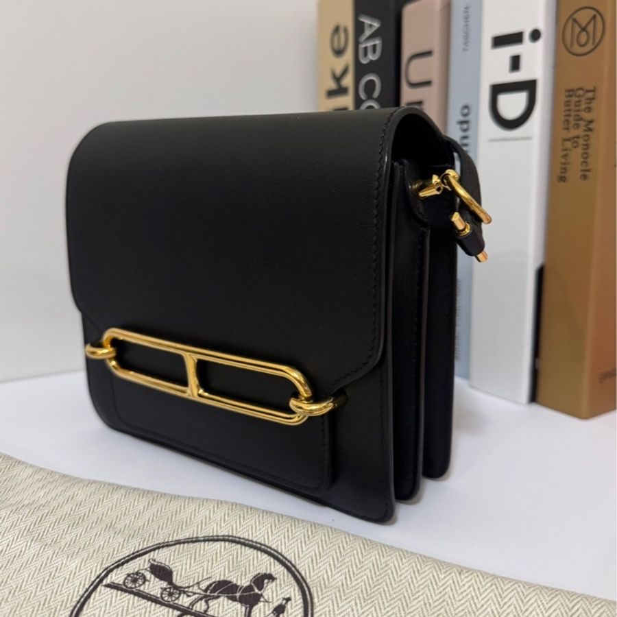 HERMES Roulis 19公分黑金猪鼻子 evergrain牛皮89黑色 刻印c刻-22