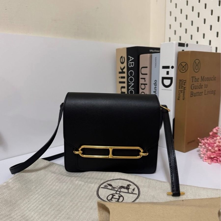 HERMES Roulis 19公分黑金猪鼻子 evergrain牛皮89黑色 刻印c刻-27