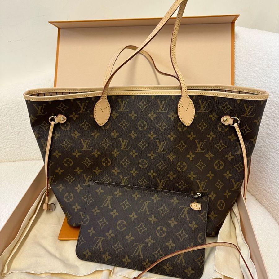 LOUIS VUITTON LV NEVERFULL MM 老花滿印 塗層帆布拼牛皮革 托特包Tote包購物袋子母包手提包單肩包 中號 女款-8