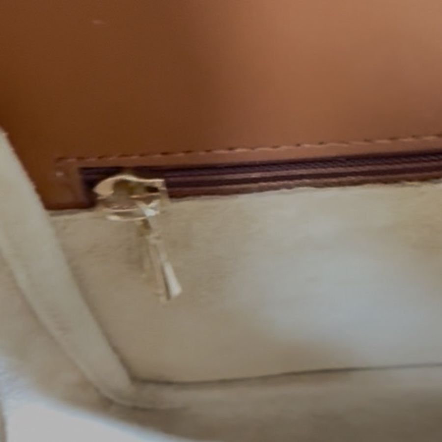 LONGCHAMP BOX-TROT小牛皮帆布拼接金屬LOGO翻蓋斜背包(M/白蘭地酒)-15