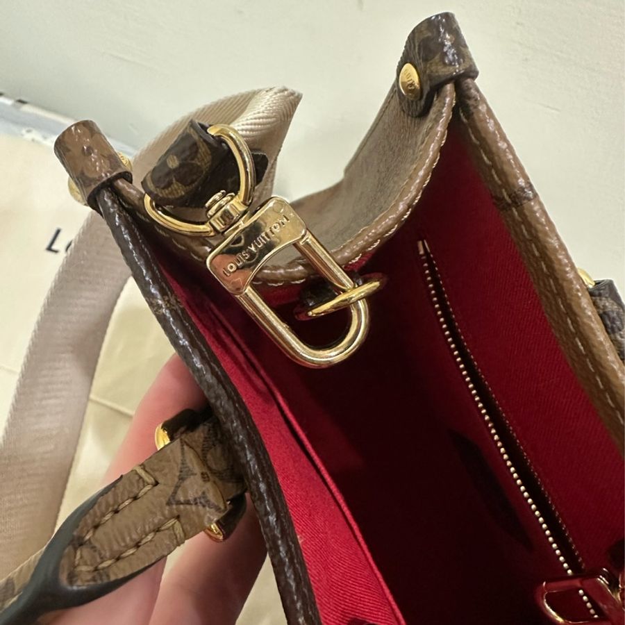 Louis Vuitton OnTheGo PM 手提 斜背包 棕色背袋 M46373 晶片款 附購買證明/防塵袋/收納箱/紙袋-10