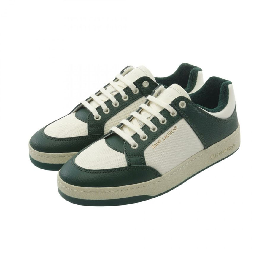 SAINT LAURENT PARIS SL/61 低筒運動鞋 皮革 白色 綠色 #42 全新 男款-0