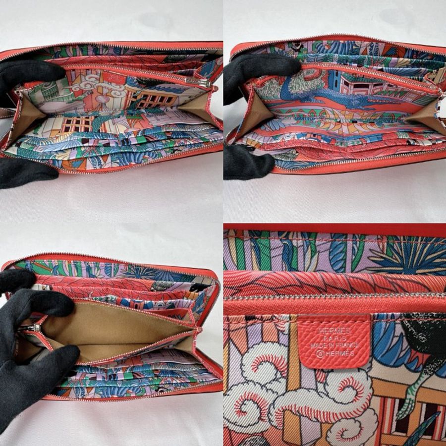 HERMES Silk'In鱷魚圖絲巾長夾-7