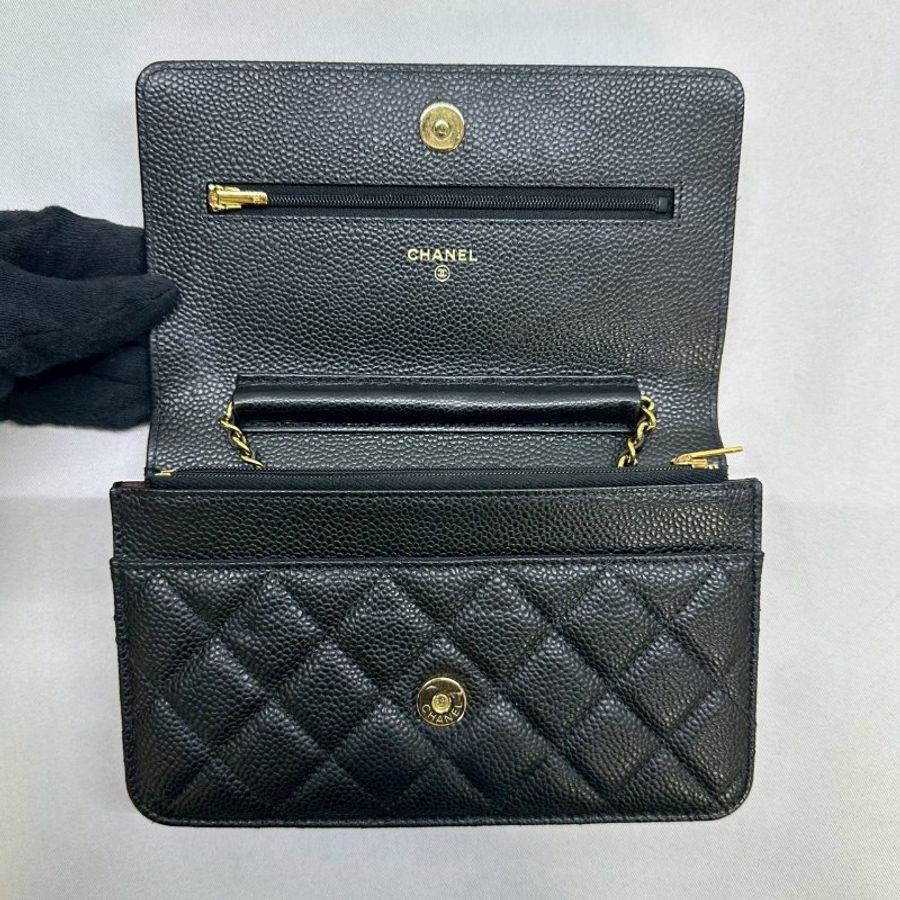 CHANEL WOC 黑金荔枝牛鏈帶包-3