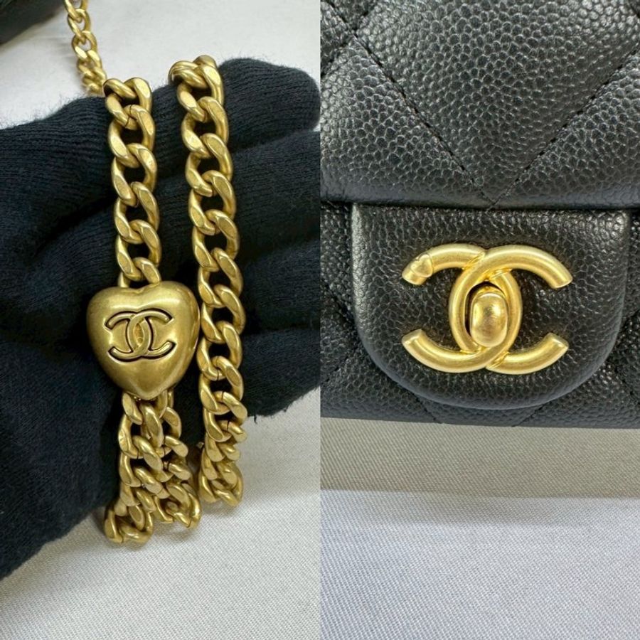 CHANEL 荔枝牛皮愛心調節釦方胖-6