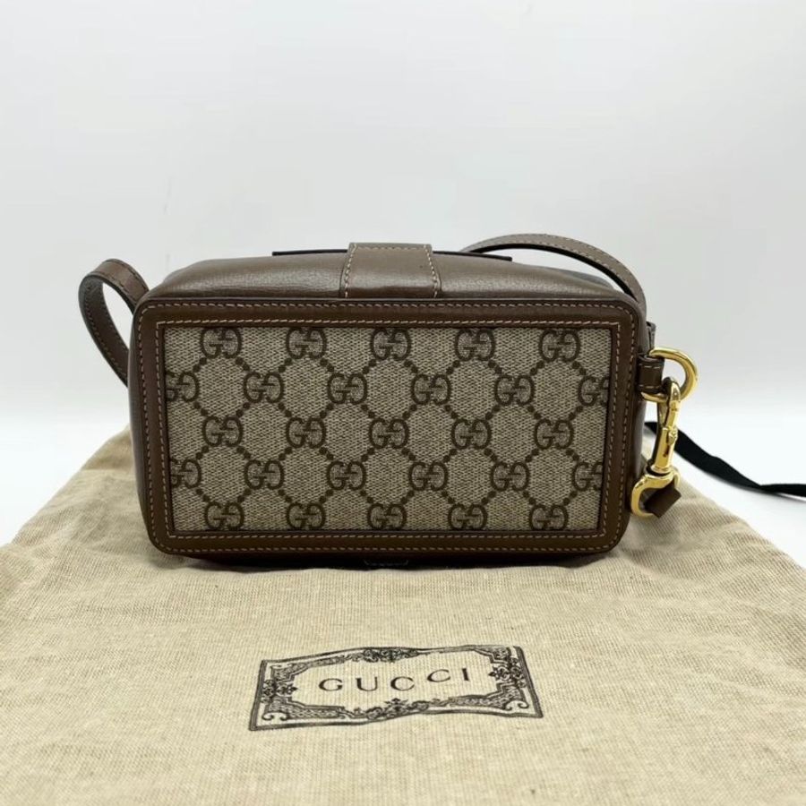 GUCCI 經典老花金扣盒子肩背斜背包 17.5*10*6 98新配件塵袋購證-3