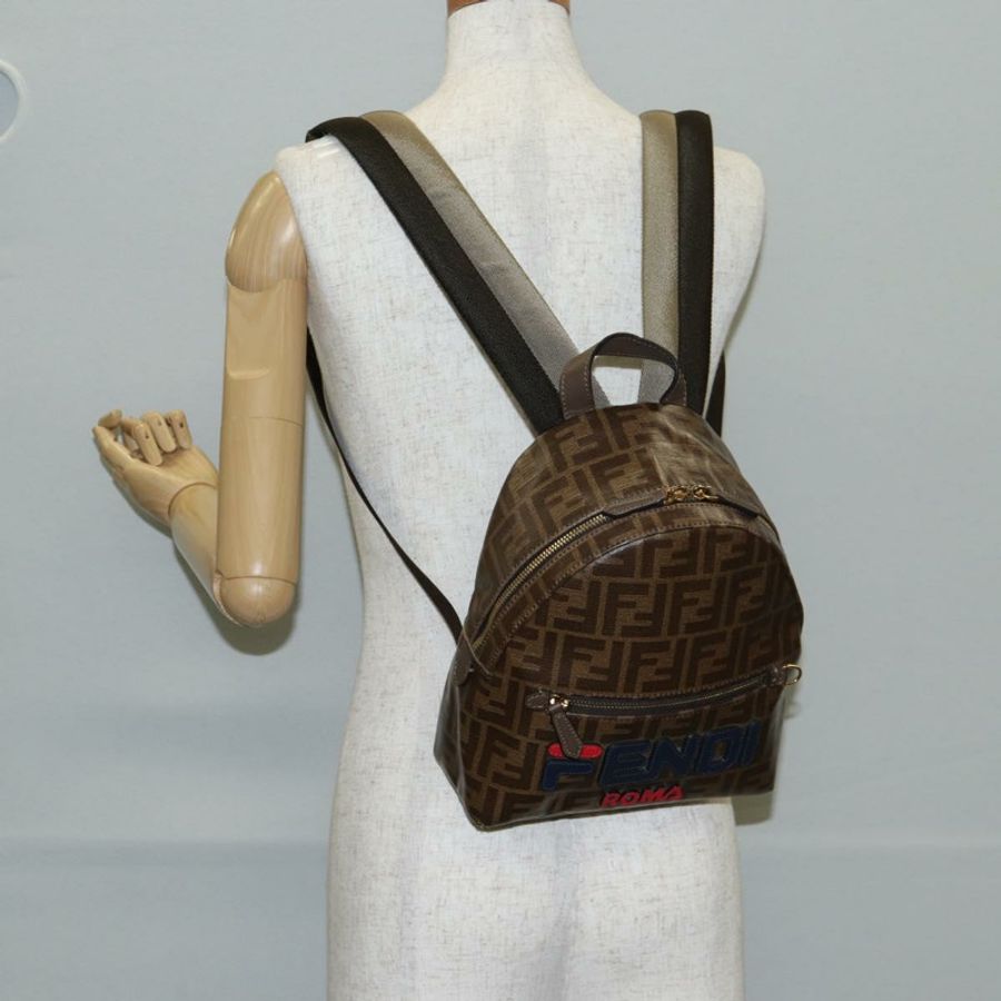 【日本直送】FENDI Zucca 背包 PVC FILA 合作款棕金正品 BA4876-28