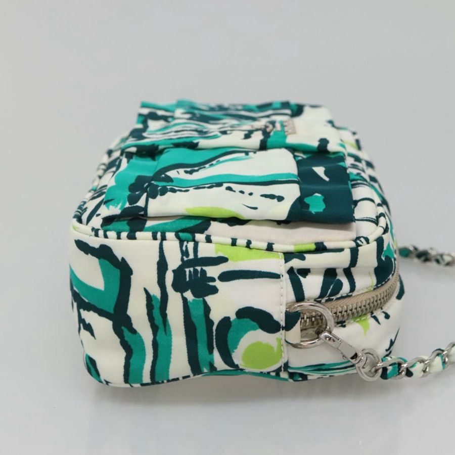 【日本直送】PRADA 鏈條單肩包 尼龍 綠色 銀色 正品 139976-3
