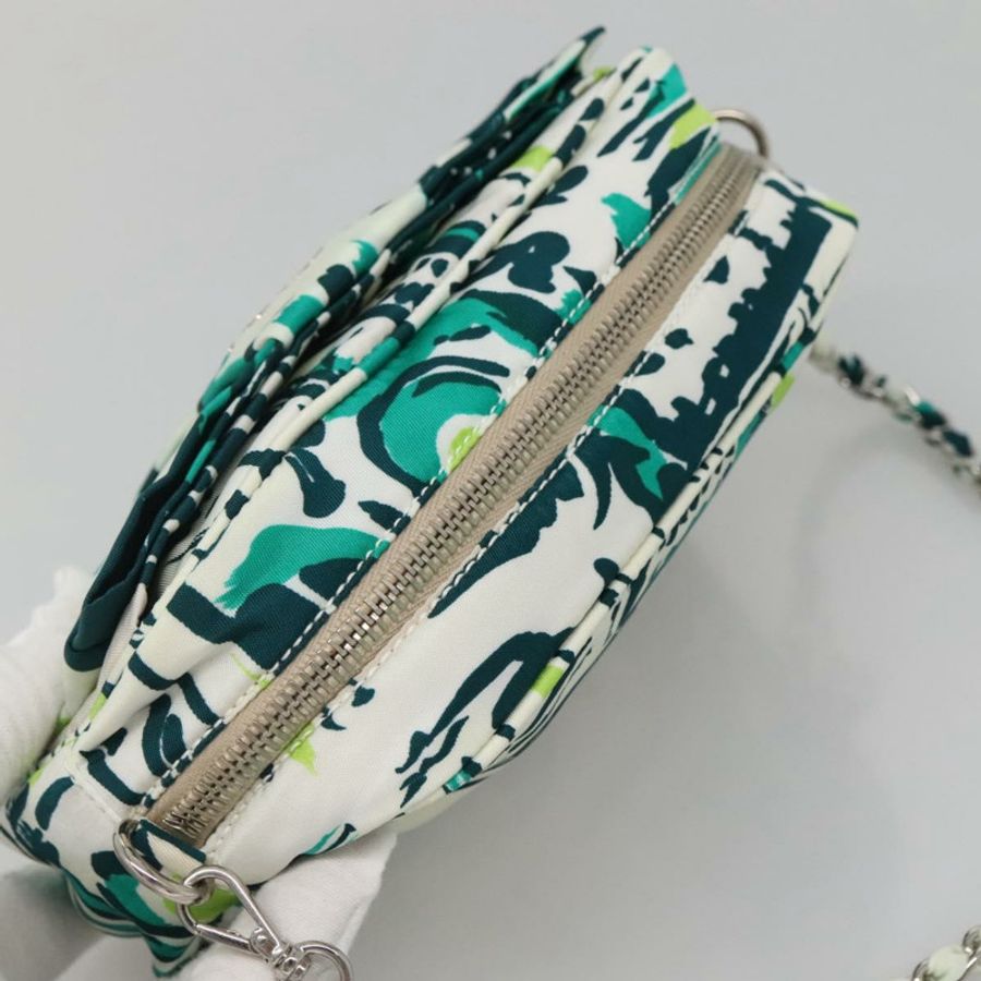 【日本直送】PRADA 鏈條單肩包 尼龍 綠色 銀色 正品 139976-5