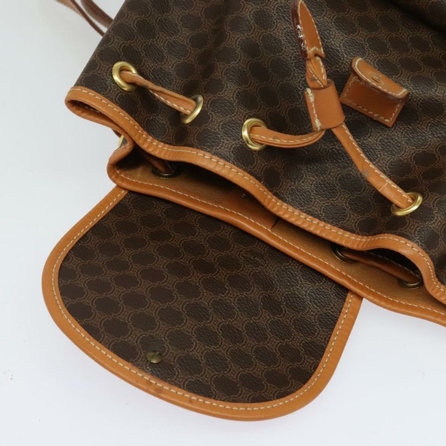 【日本直送】CELINE Macadam帆布雙肩包 PVC皮革 棕色 金色 正品 yk19307-9