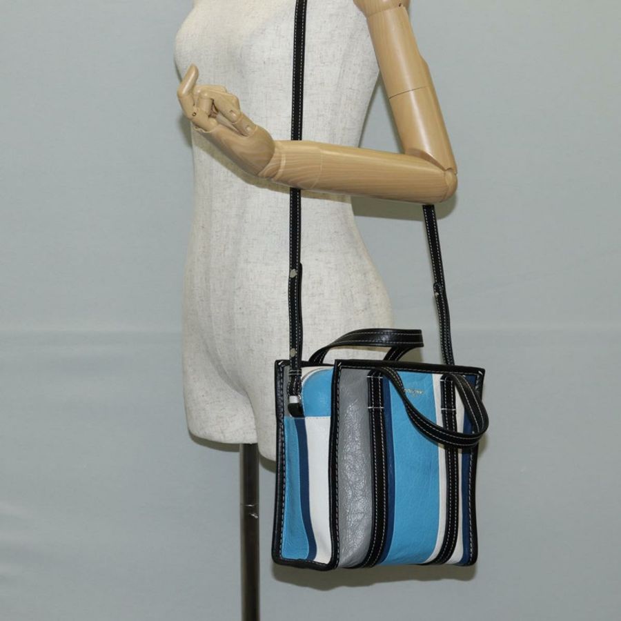 【日本直送】BALENCIAGA 手提包 皮革 兩用 藍灰色 正品 135253M-25