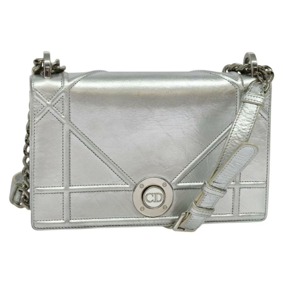 【日本直送】Christian Dior 鏈條 Diorama 肩背包 皮革 銀色 正品 BA5163-0