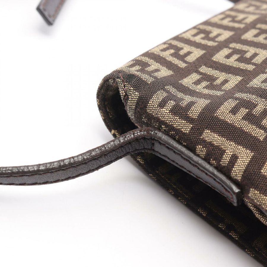 FENDI Zucchino 單肩包 8BT075 帆布皮革棕色 二手 女士-8