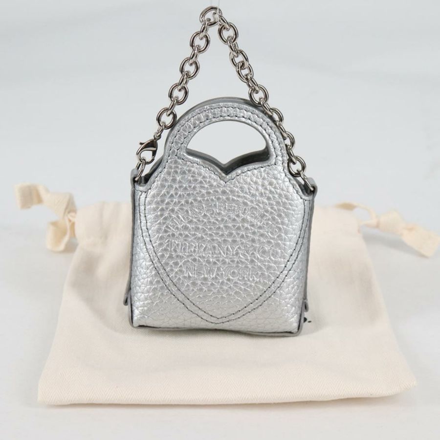 【日本直送】TIFFANY&Co.) Return To 迷你手袋吊飾,皮革銀色,正品,貨號 141171M-11