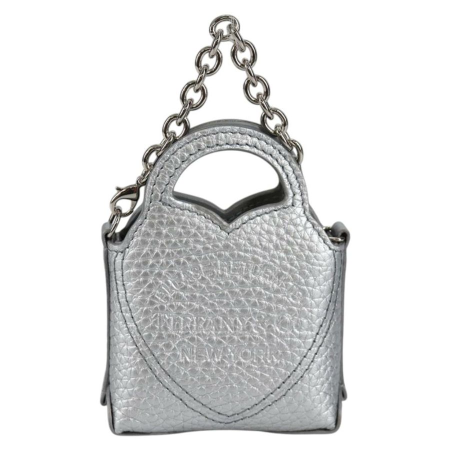 【日本直送】TIFFANY&Co.) Return To 迷你手袋吊飾,皮革銀色,正品,貨號 141171M-12