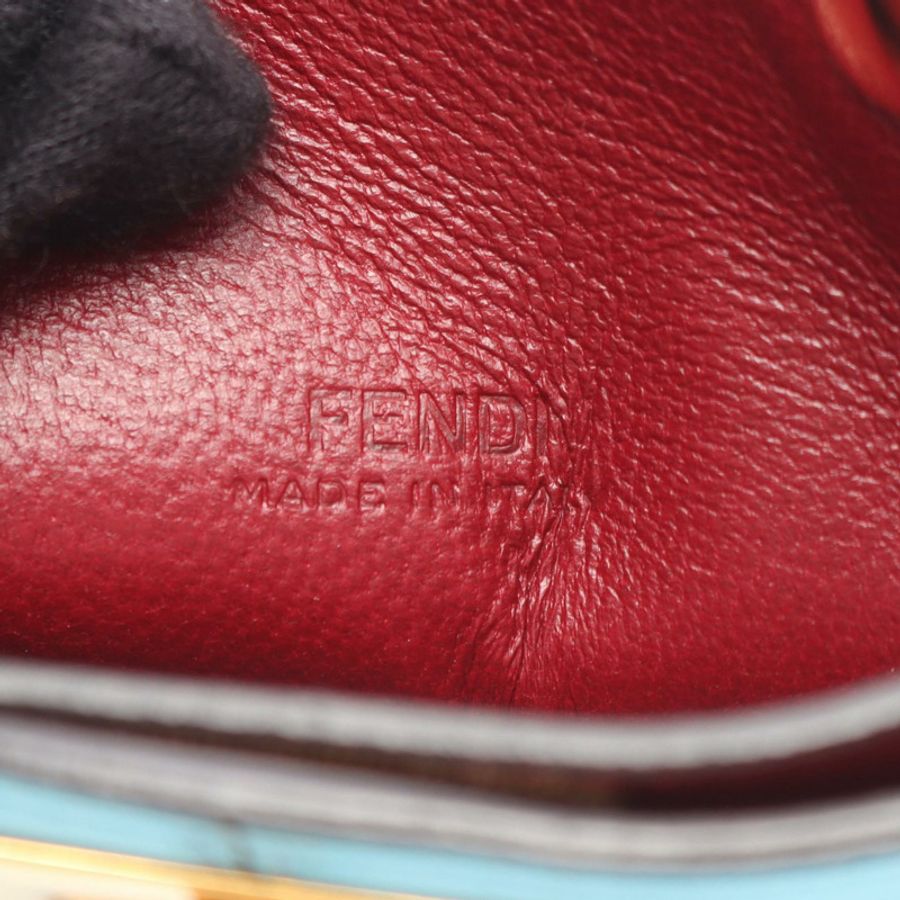 FENDI 手機包斜背包單肩包 8M0442 皮革 藍色 二手 女士-3