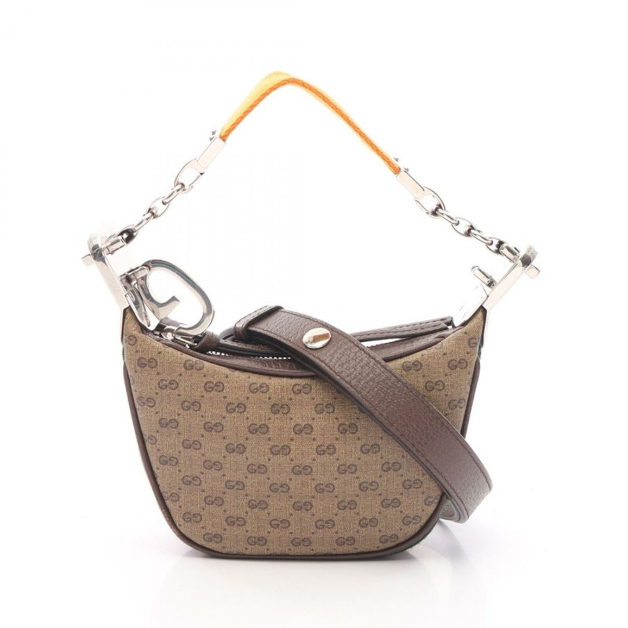GUCCI Micro GG Sherry Line 單肩手提包 718512 帆布皮革 米棕色-0